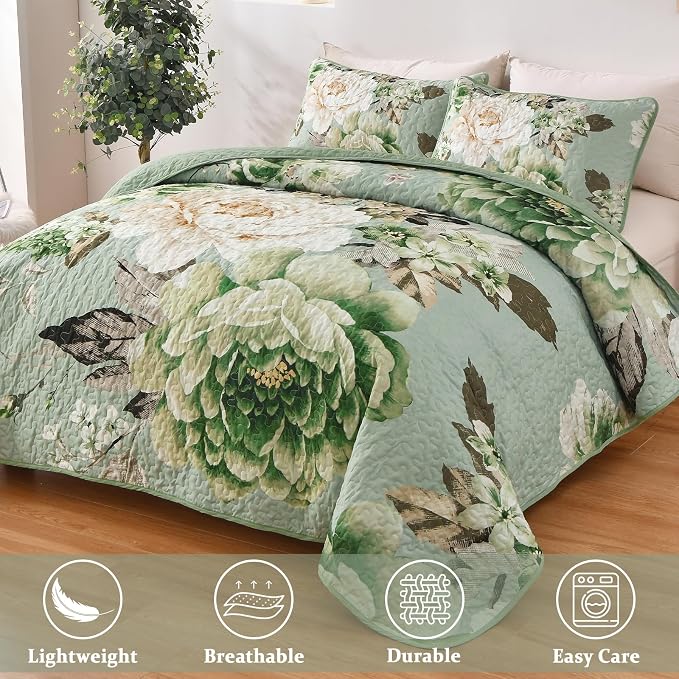 WONGS BEDDING Quilt Queen Size, Soft Microfiber Lightweight Farmhouse Bed Cover - Image 3
