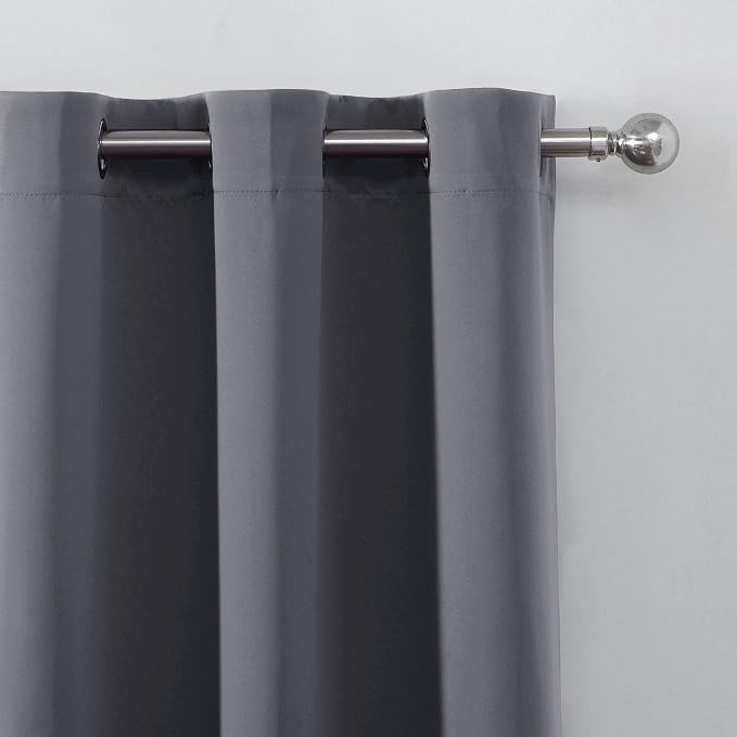 100% Blackout Curtains 52 x 72 Inch/Grey Curtains 2 Panels - Image 8