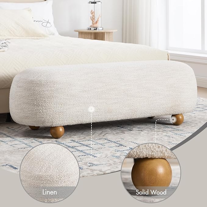 Hyfirm 54" End of Bed Bench, Upholstered Bedroom Ottoman Bench - Image 3