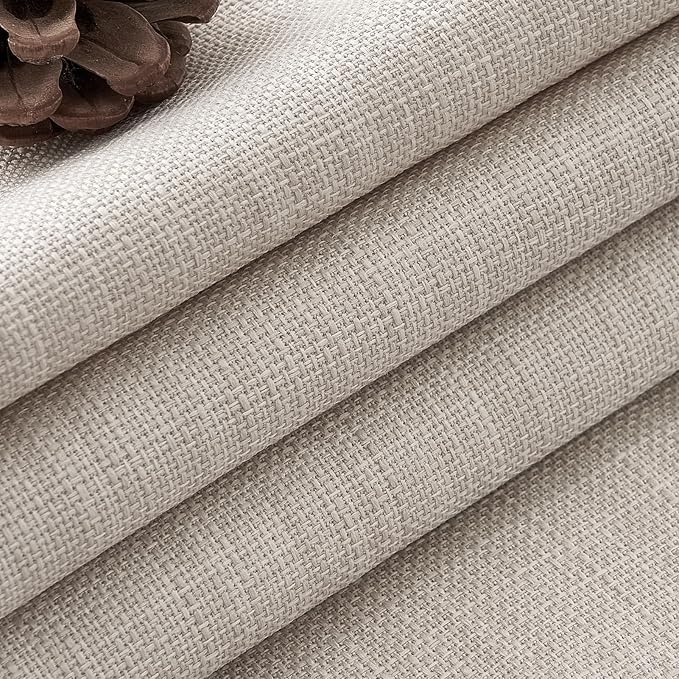 Extra Wide Greyish Beige Pleated Linen Blackout Curtains 90 Inches Long | - Image 9