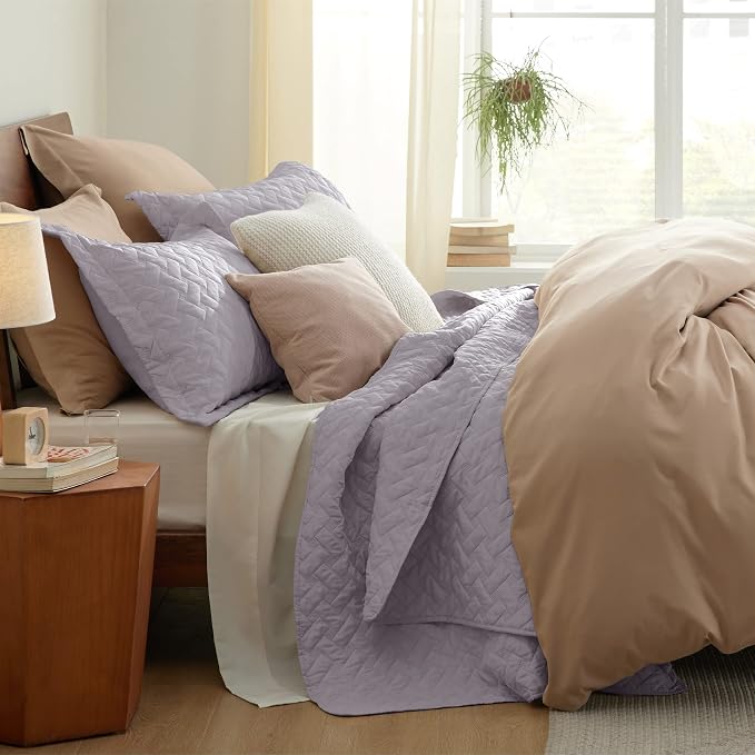 Bedsure Queen Size Quilt, Lightweight Comforter Set, Light Purple Bedspread | - Image 5