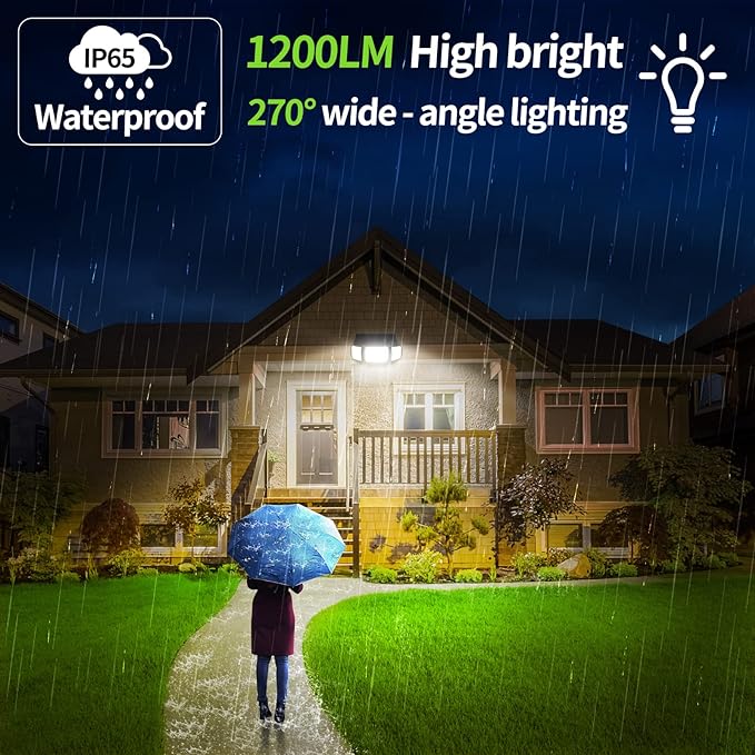 intelamp Solar Outdoor Lights,6000mAh Motion Sensor with Dual Sensors,Waterproof Solar Flood Lights 270°Wide Angle for Outside with 3 Modes
