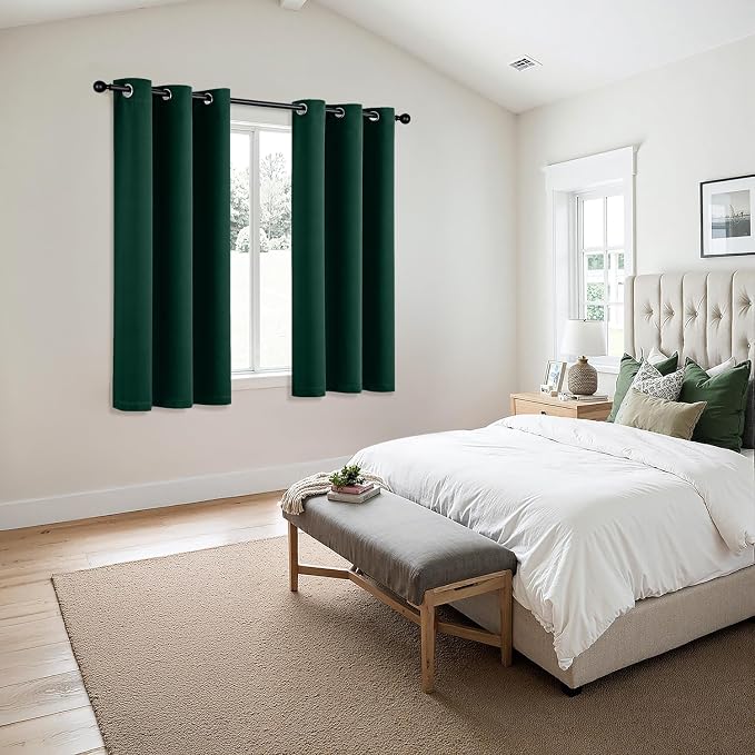 MIULEE Blackout Curtains for Bedroom 2 Panel 40 x 45 Inch Long Hunter Green | - Image 6
