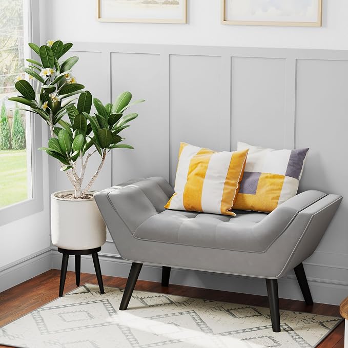 Upholstered Tufted Small Cute Bench Ottoman - Image 3