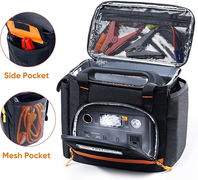 FRECOLSH Travel Carrying Case Compatible with Jackery Explorer 300/240/160, Portable Power Station Storage Case with Water- proof Bottom and Front Pockets for Jackery Accessories Solar Generator
