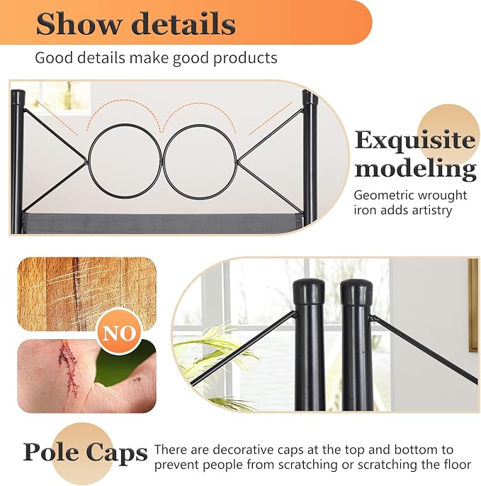 4 Panel Room Divider 6FT Steel Frame Screen Folding Privacy Divider - Image 3