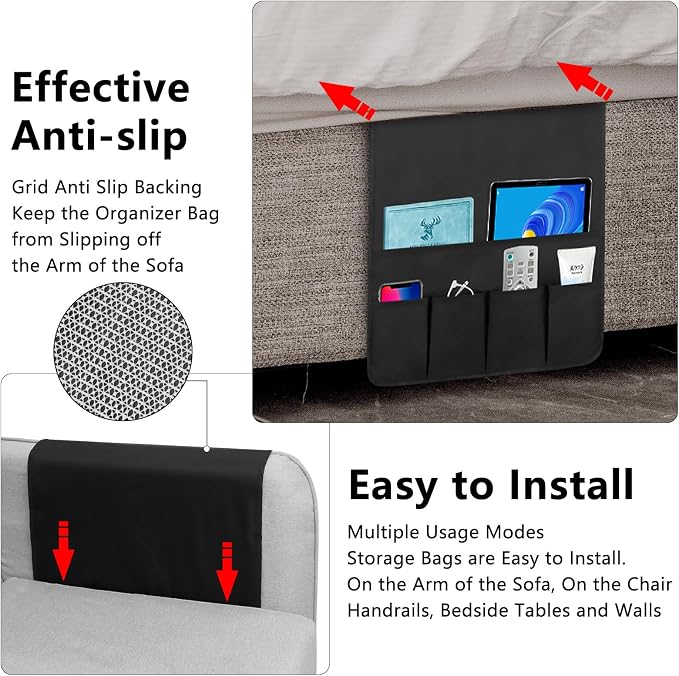 Non-slip Couch Organizer Armchair Caddy, Oxford TV Remote Control Holder - Image 4