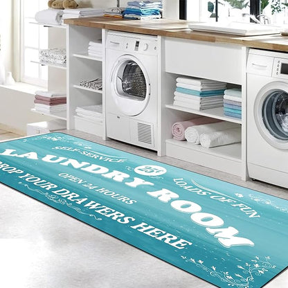 Zoke Laundry Room Rug Runner Stylish Non-Slip Laundry Room Mat 20"x59", Versatile, Waterproof Runner for Laundry, Kitchen, and Bathroom, Mudroom Decor and Farmhouse Charm