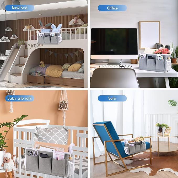 3 Pcs Bedside Caddy Storage Organizer, Bedside Hanging Storage Bag - Image 7