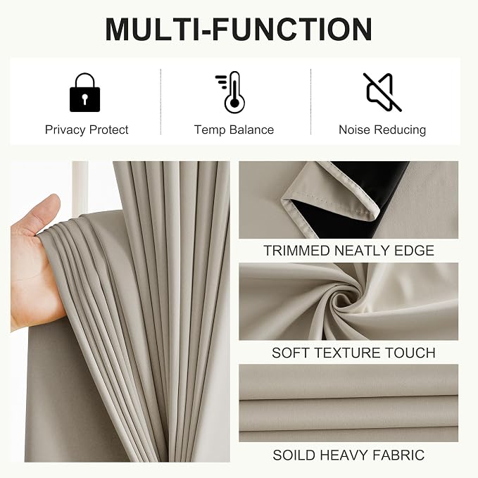 NICETOWN Bedroom Curtains 84 Inches Length, 100% Blackout Drapes Thermal - Image 5