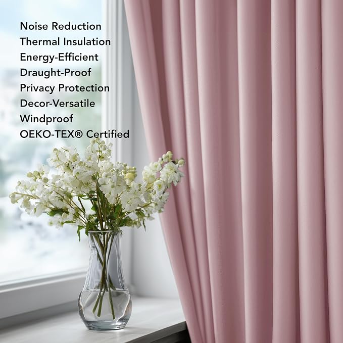 Deconovo Blackout Curtains for Bedroom and Living Room 90 Inches Long | Black - Image 4