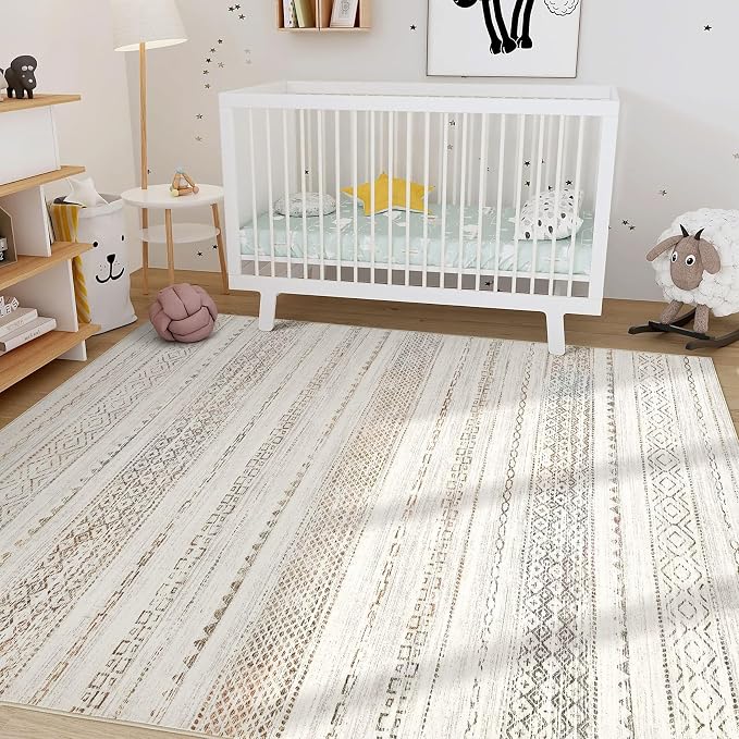 Nakagishi Area Rug 6x9 Living Room: Washable Boho Large Neutral Soft Farmhouse - Image 8