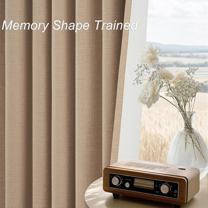 Topfinel Blackout Linen Blend Curtains 96 Inches Long 2 Panels, Back Tab and - Image 4
