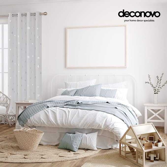 Deconovo Greyish White Blackout Curtains 2 Panel Set - Image 3