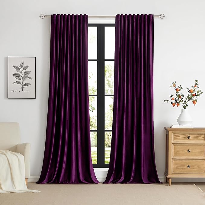 PRIMROSE Purple Velvet Curtains 96 inch Long - Image 5