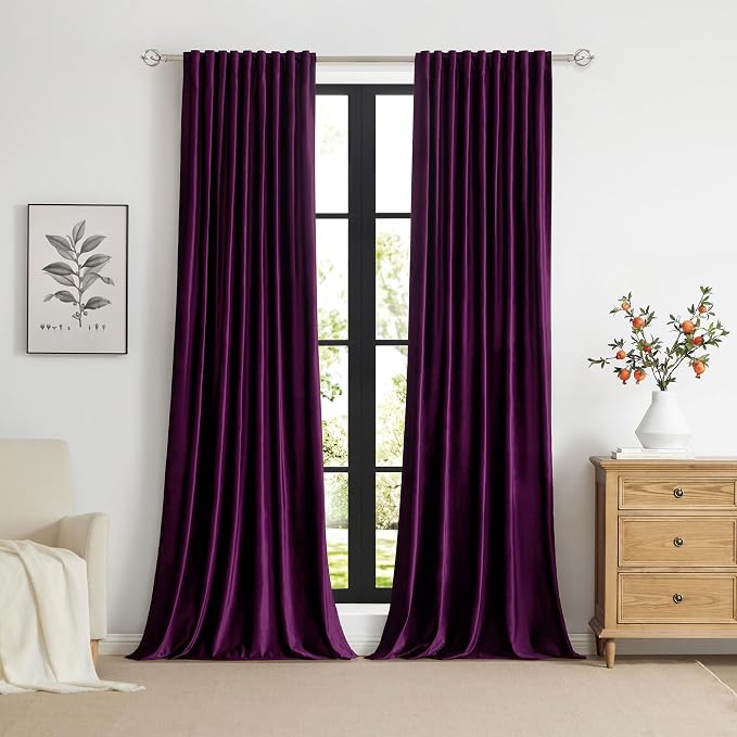 PRIMROSE Purple Velvet Curtains 102 inch Long - Image 5