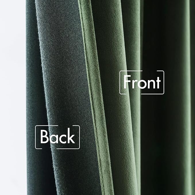 MIULEE Velvet Curtains 52x84 inches 2 Panels Olive Green Blackout Curtains | - Image 6