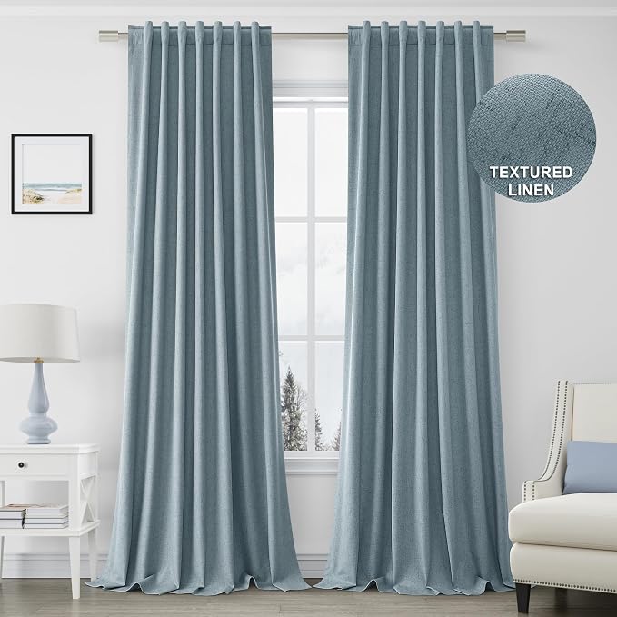 Joywell 100% Blackout Linen Curtains 108 Inches Long - Image 8
