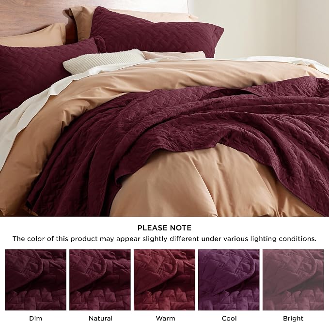 Bedsure King Size Quilt, Lightweight Comforter Set, Burgundy Red Bedspread | - Image 7
