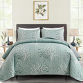 DJY Aqua Quilt Set Queen Size Branch Botanical Bedspread Coverlet Set | 3 by HOME