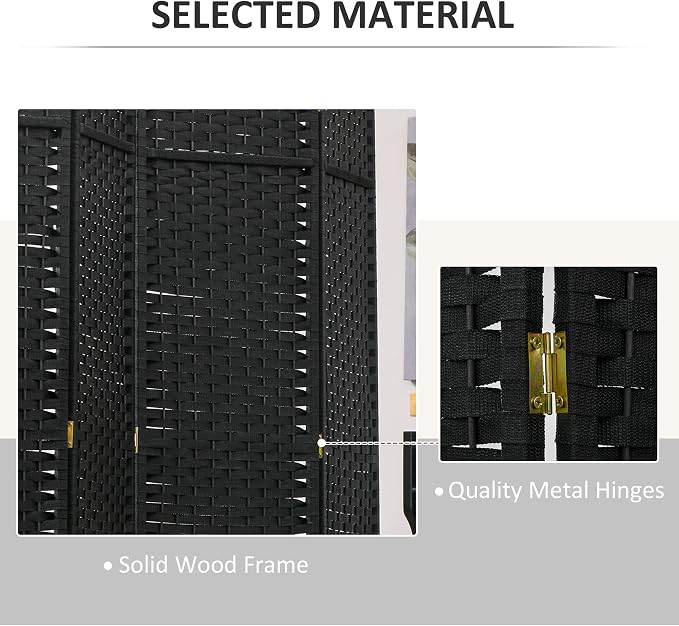 HOMCOM Room Divider 6 Panel Folding Privacy Screen 5.6' Tall Nature Wood | - Image 5