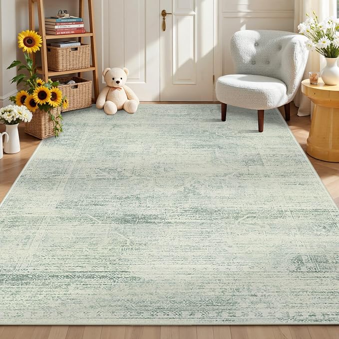 Latte&Fog Area Rugs 6x9 for Living Room, Washable Green Rugs for Bedroom | for - Image 3