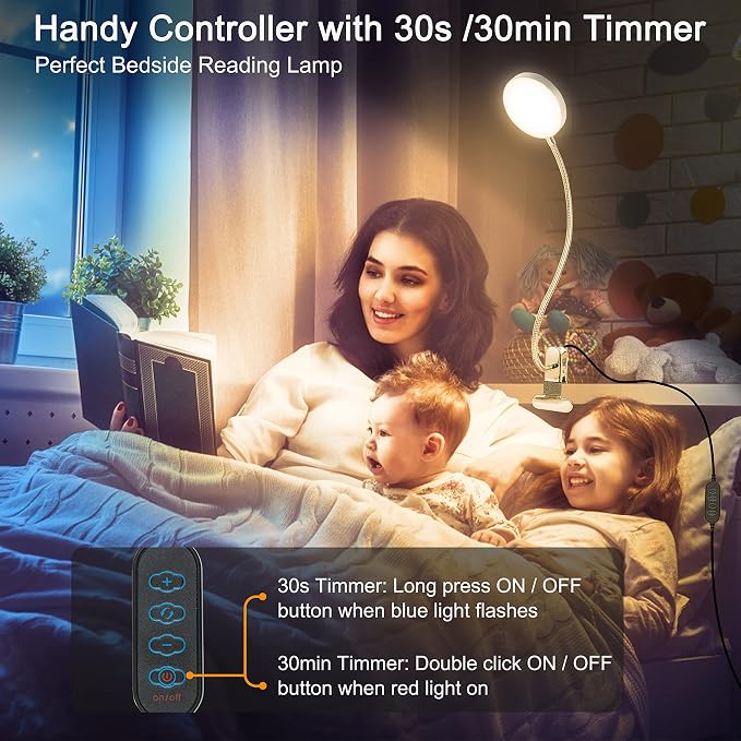 LiFMIRA Clip on Lamp Reading Light 5 Color Modes 10 Brightness 8W Silver | 66 - Image 3