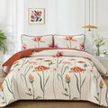 WONGS BEDDING Thanksgiving Quilt Set Queen, Shabby Chic Terracotta Cream Floral by WONGSBEDDING