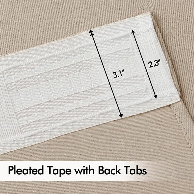 MIULEE Taupe Back Tab Blackout Curtains 52x72 Inches Long 2 Panels Set | Rod - Image 4