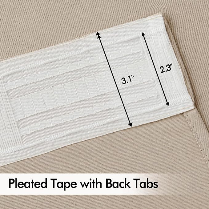 MIULEE Taupe Back Tab Blackout Curtains 52x102 Inch Long 2 Panels Set | Rod - Image 4