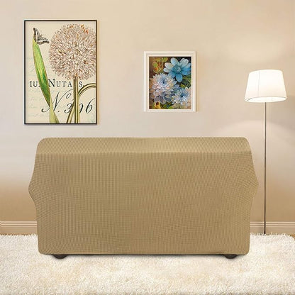 Easy-Going Stretch Loveseat Slipcover 1-Piece Sofa Cover Furniture Protector Couch Soft with Elastic Bottom for Kids Polyester Spandex Jacquard Fabric Small Checks (Loveseat, Golden)