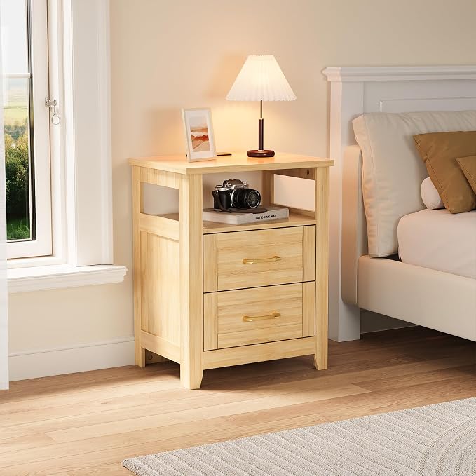 Decofy Farmhouse 2-Drawer Nightstand Set of 2 - Image 4