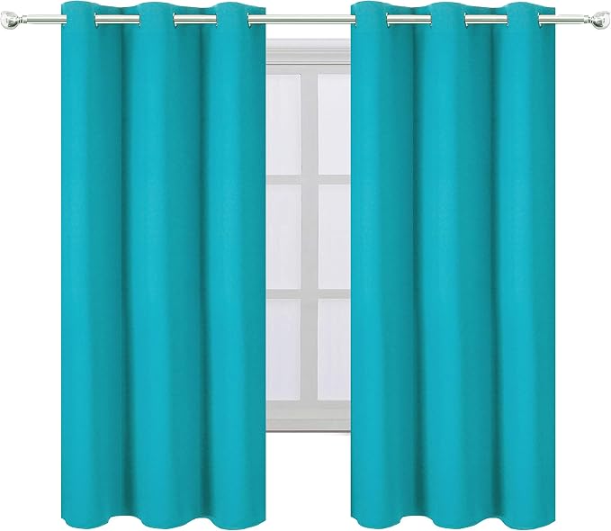 Turquoise/Teal Blackout Curtains/38 x 54 Inch/Set of Two Panels Grommet Living - Image 2