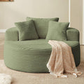 55'' Oversized Round Lounge Chaise Chair, Corduroy Upholstered Indoor Chaise by cloudcouch