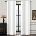 Pure White Linen Drapes 84 Inch Length 2 Panels Set by QJMYDECO