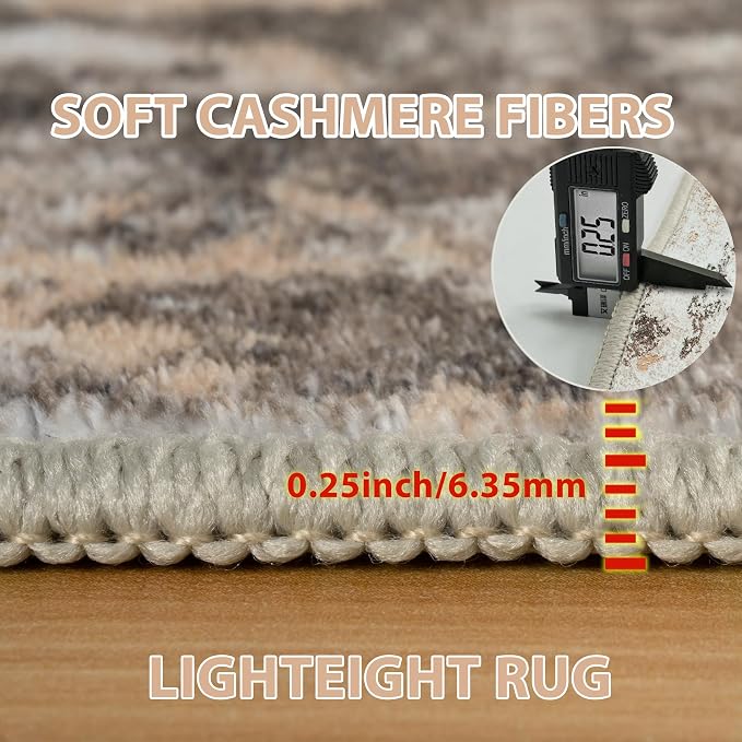 5x7 Area Rugs for Living Room Washable Bedroom Dining Room Brown Beige | Modern - Image 6