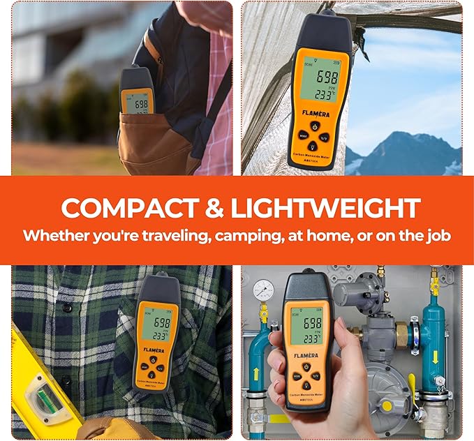 Carbon Monoxide Detector – UL 2034 Certified, Easy-to-Read LCD Display, Battery-Operated (3 AAA), 0–1000 PPM Detection Range, Designed for Durability – Ideal for Homes, RVs, Worksites & Professionals