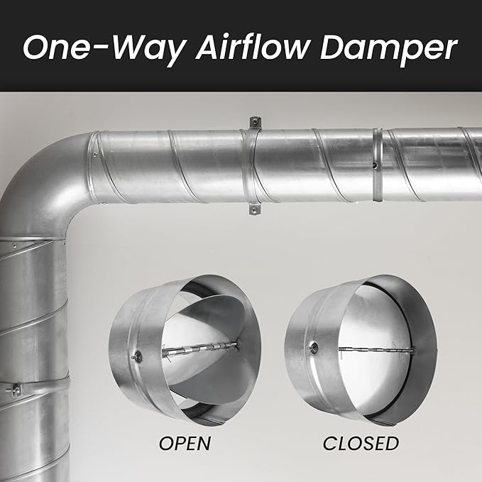 Repa Market 4 Inch Backdraft Damper – Galvanized Steel Draft Blocker/One-Way Airflow Vent Stopper/HVAC Exhaust Dryer Duct Connector – Inline Spring-Loaded Backflow Preventer for Secure Ventilation
