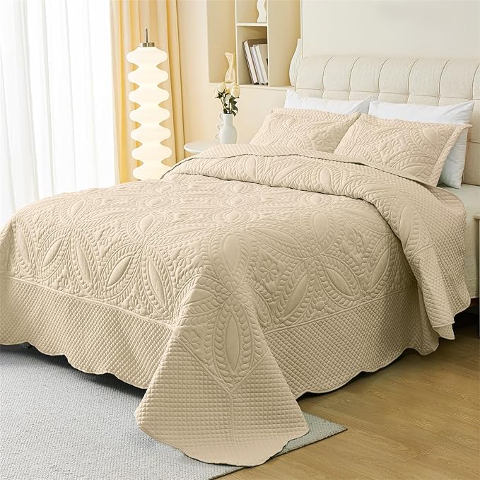 Cmfshape Oversize King Bedspread 128"x120", 3 Piece California King Quilt - Image 5