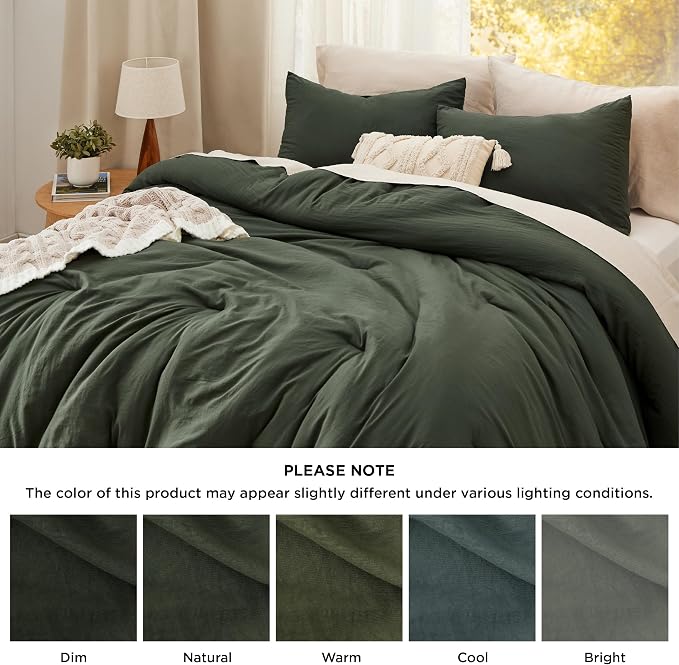 Bedsure California King Comforter Set, Dark Green Soft Prewashed Bedding - Image 7