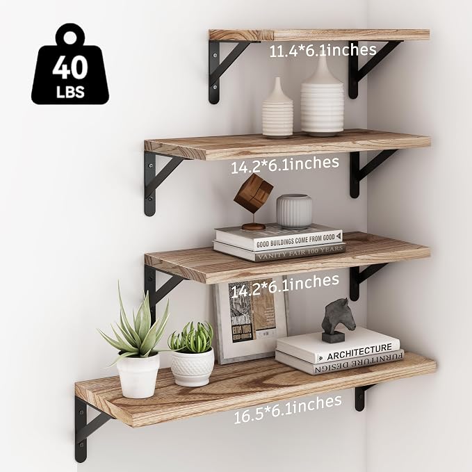 YGEOMER 4 Different Sizes Floating Shelves - Image 3