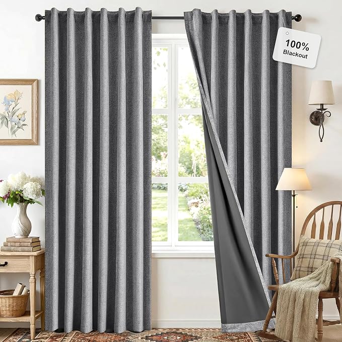 Deconovo Faux Linen 100% Blackout Curtains by Unknown
