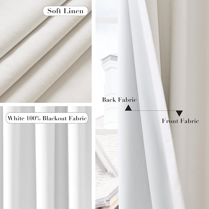 Joywell 100% Blackout Linen Curtains 72 Inches Long - Image 5