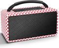 DINDIN Portable Bluetooth Speaker： 80W (Peak), 20H Playtime, Wireless Big Wood Boombox with Deep Bass, Subwoofer, TWS, Large, Loud Speaker for Party, Outdoor, Backyard, Beach, Home,Gift（Pink+White）
