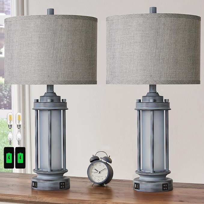 AIEAMPDO Set of 2 Rustic Table Lamps - Image 8