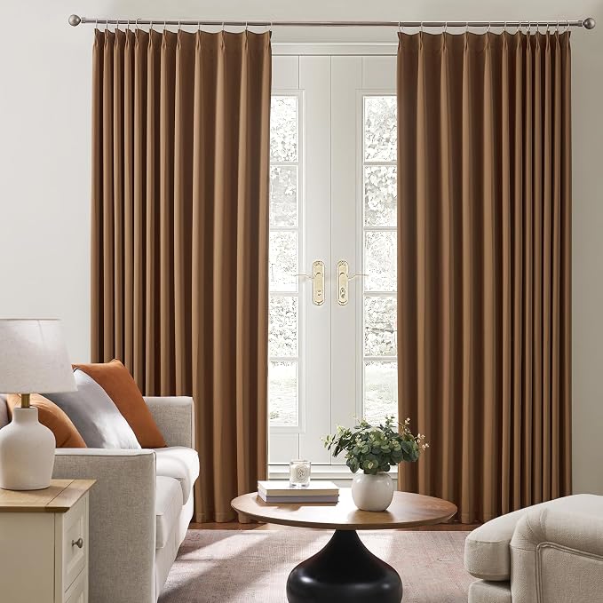 Cappuccino Brown Curtains 40x45 Inches Long 2 Panels Set, Pinch Pleated Thermal - Image 4