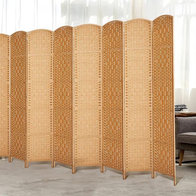RHF Room Divider Panel, 8 Panel Partition Room Dividers Screen, Light Beige | - Image 2