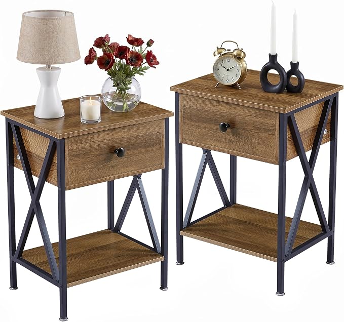 VECELO Nightstands Set of 2, Modern Bedside End Tables, Night Stands by VECELO