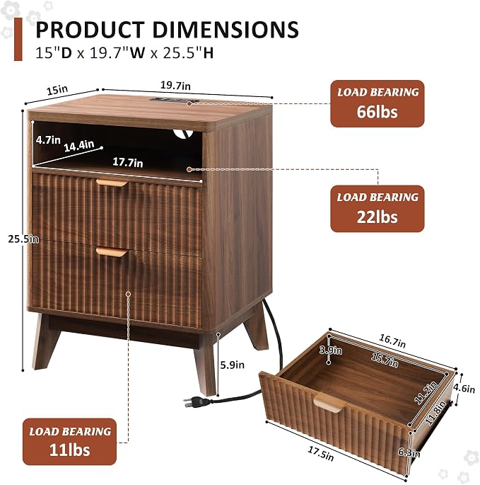 LYNCOHOME Fluted Nightstand - Image 2
