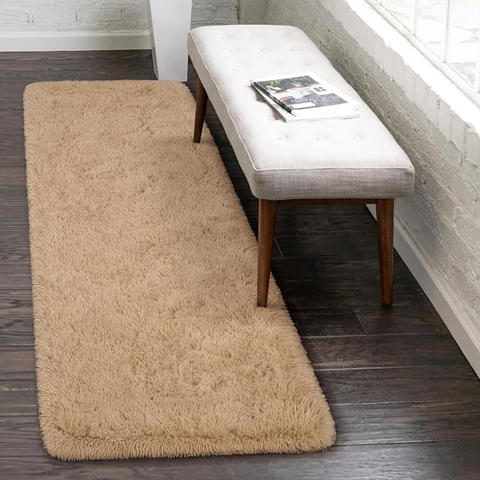 HOMORE 2x6 Runner Rugs for Bedroom, Light Tan Runner Rug for Hallway Entryway - Image 2